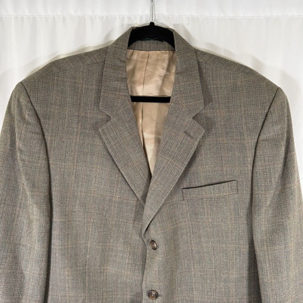 Lauren Ralph Lauren Silk Wool Blazer Men 46R Beige Inside Pockets 3 Button Front - Picture 2 of 12